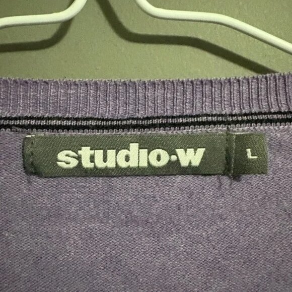 Studio W by Woolworths size Large Men's Purple Sweater cotton blend fitted - Picture 4 of 5